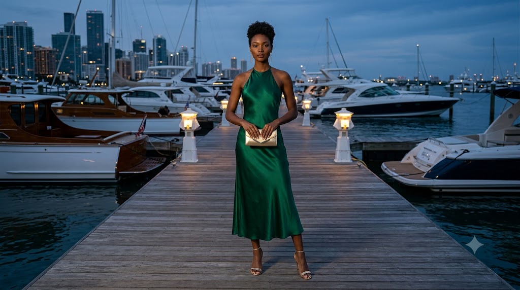 The Emerald Green Silk Halter Dress